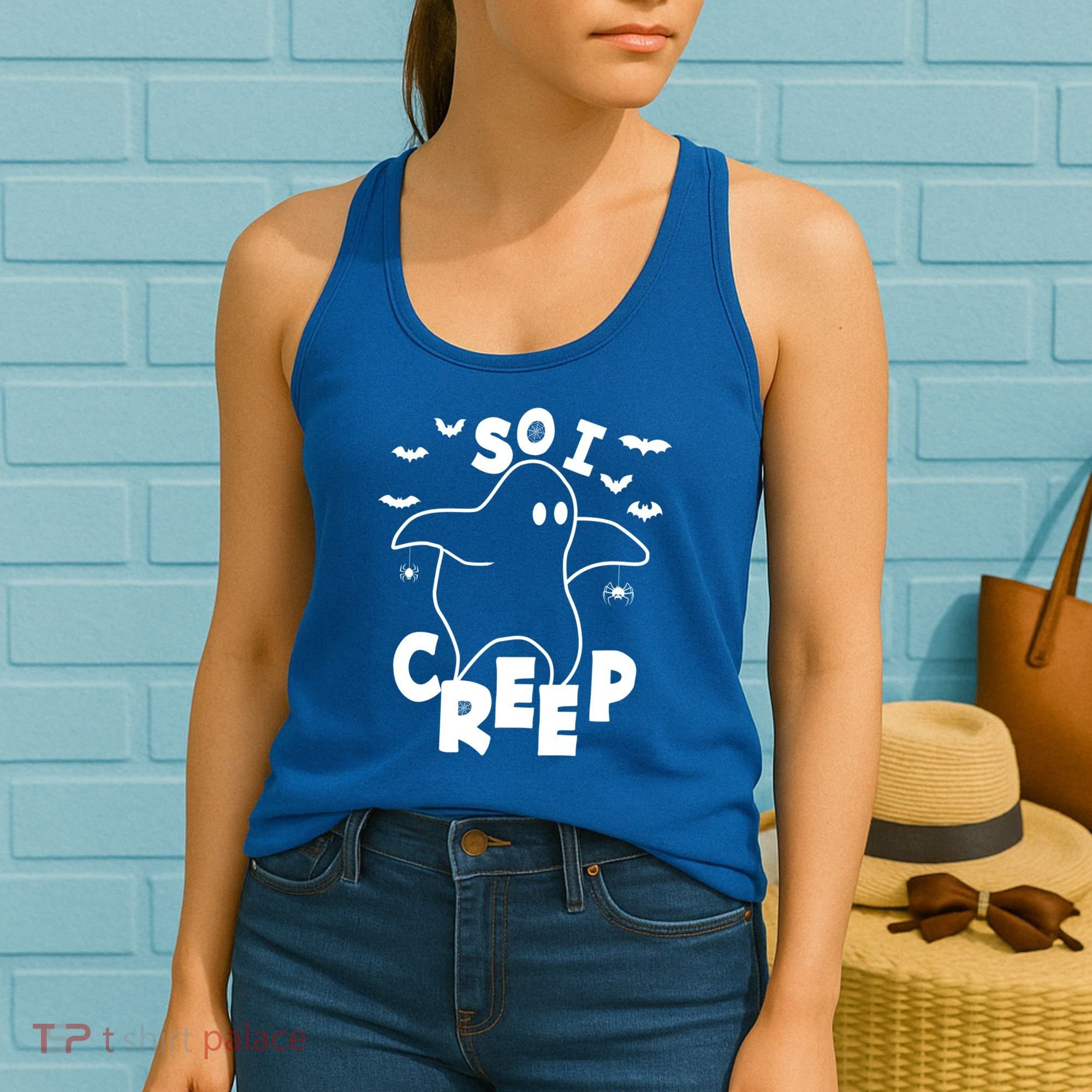 So I Creep Funny Halloween Ghost Spooky Season Women's Tank Top