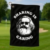 Sharing Is Caring Karl Marx Golf Towel thumb 1