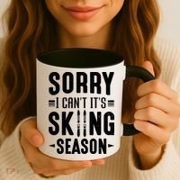 Sory I Cant Its Skiing Season Funny Skiing Gift Coffee Mug thumb 3