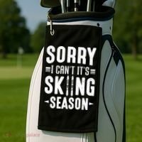 Sory I Cant Its Skiing Season Funny Skiing Gift Golf Towel thumb 2
