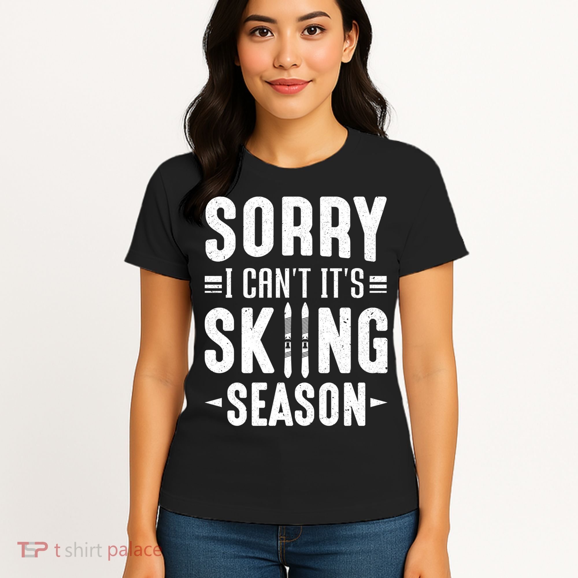 Sory I Cant Its Skiing Season Funny Skiing Gift Women's T-Shirt