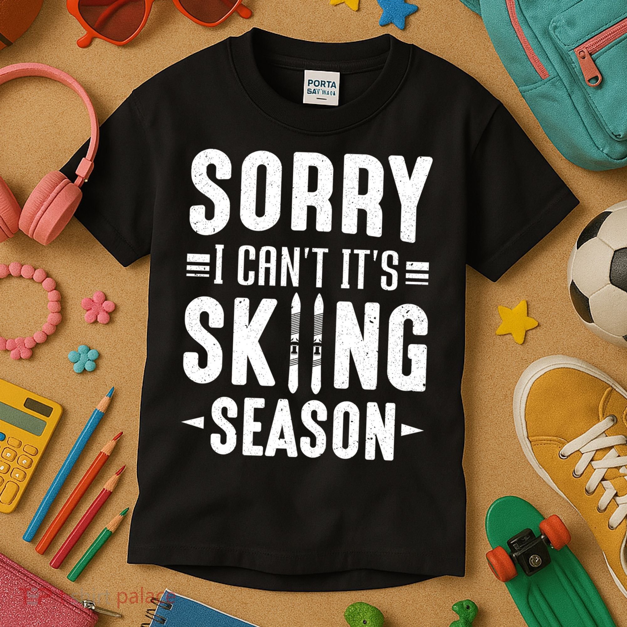 Sory I Cant Its Skiing Season Funny Skiing Gift Kids T-Shirt