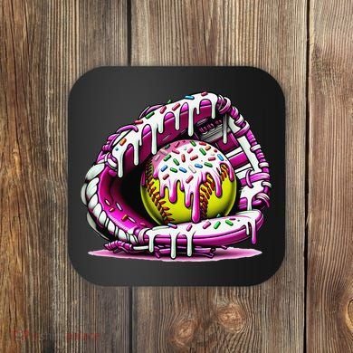 Softball  Ice Cream Sprinkles Softball Glove Gift Coaster