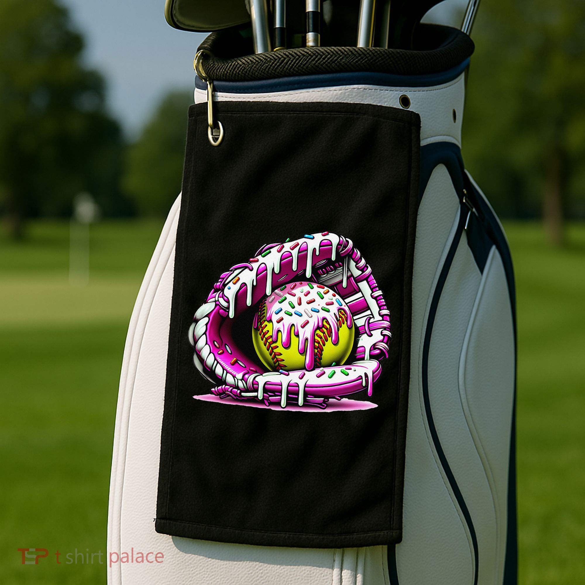Softball  Ice Cream Sprinkles Softball Glove Gift Golf Towel