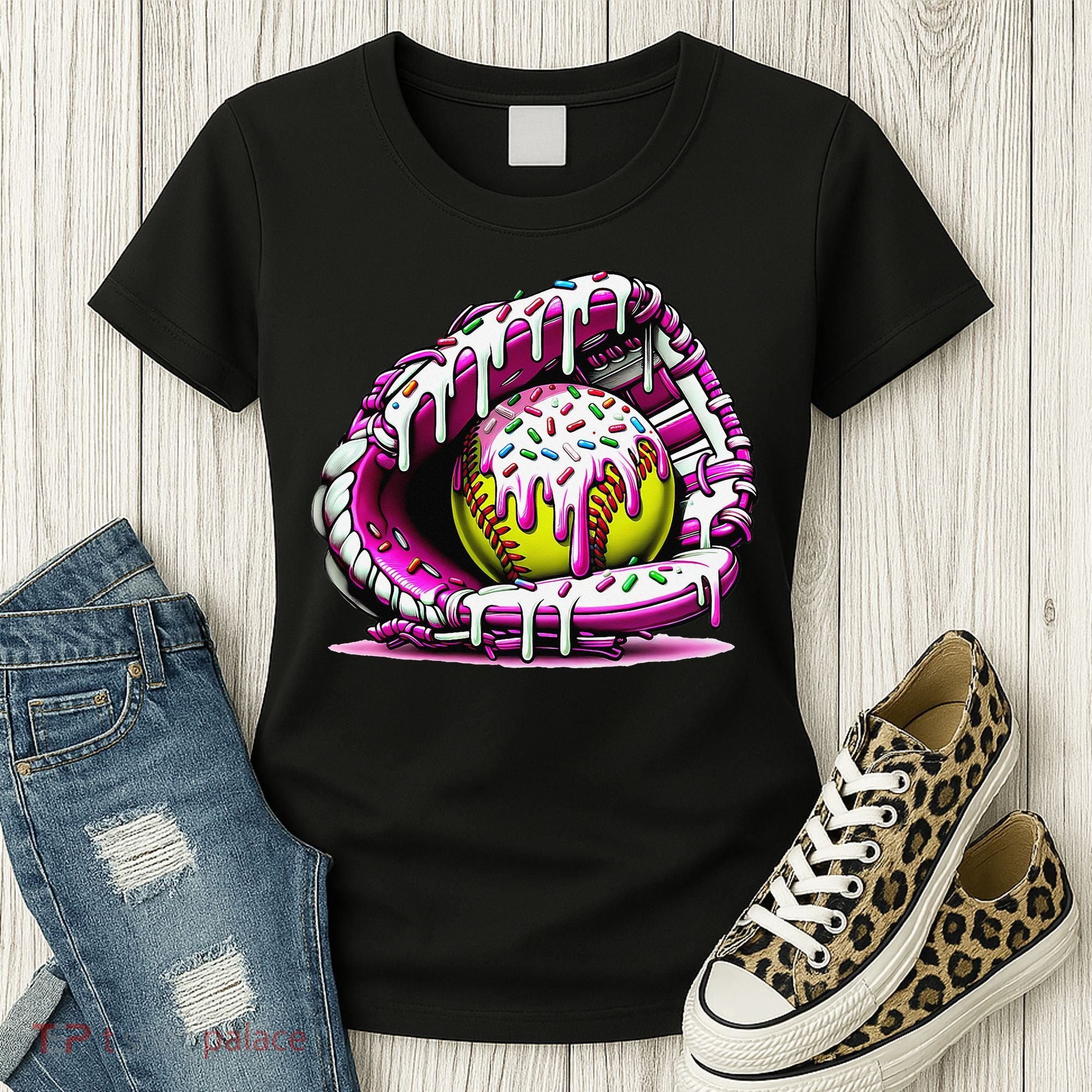 Softball  Ice Cream Sprinkles Softball Glove Gift Women's T-Shirt