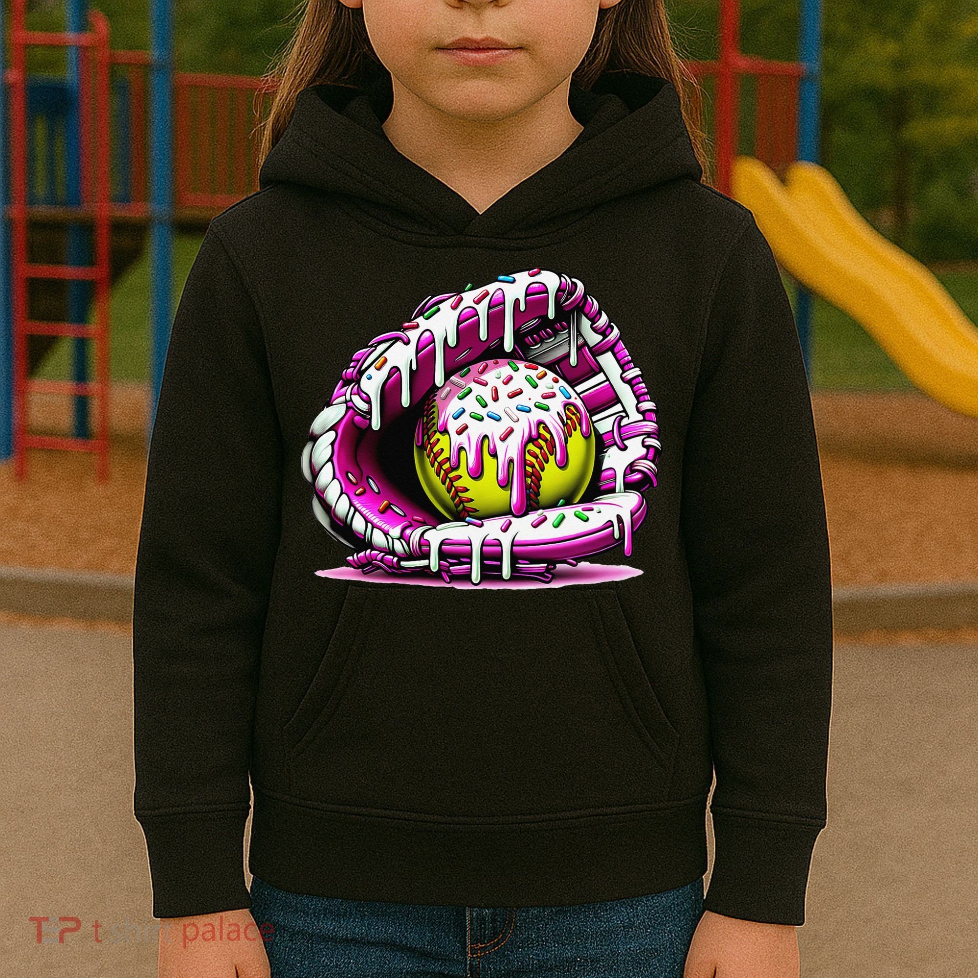 Softball  Ice Cream Sprinkles Softball Glove Gift Kids Hoodie