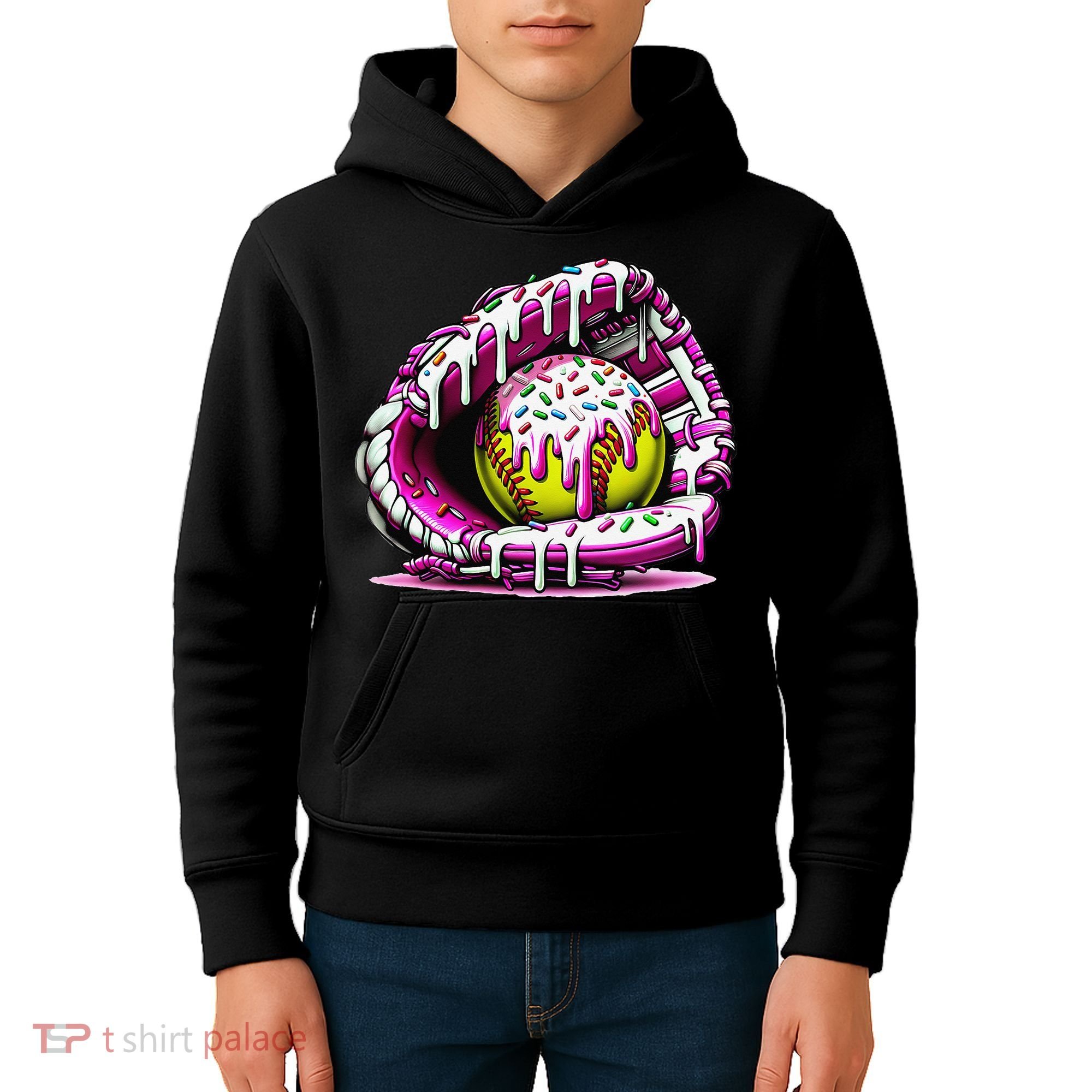 Softball  Ice Cream Sprinkles Softball Glove Gift Kids Hoodie