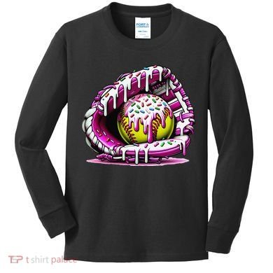 Softball  Ice Cream Sprinkles Softball Glove Gift Kids Long Sleeve Shirt
