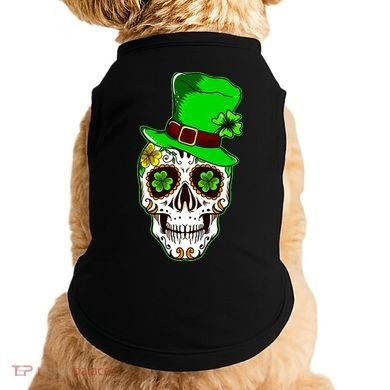 Sugar Irish Clover Skull St Patricks Day Doggie Tank