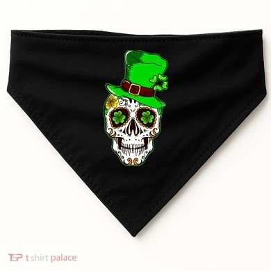 Sugar Irish Clover Skull St Patricks Day USA-Made Doggie Bandana