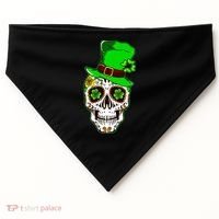 Sugar Irish Clover Skull St Patricks Day USA-Made Doggie Bandana thumb 0