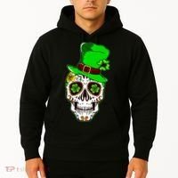 Sugar Irish Clover Skull St Patricks Day Hoodie thumb 2