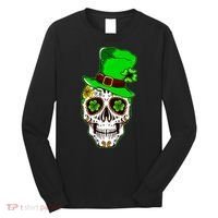 Sugar Irish Clover Skull St Patricks Day Long Sleeve Shirt thumb 0
