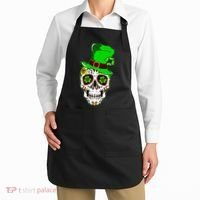 Sugar Irish Clover Skull St Patricks Day Apron thumb 2