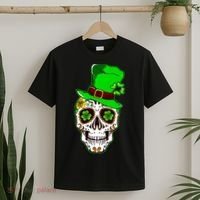 Sugar Irish Clover Skull St Patricks Day T-Shirt thumb 2