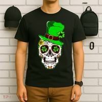 Sugar Irish Clover Skull St Patricks Day T-Shirt thumb 6