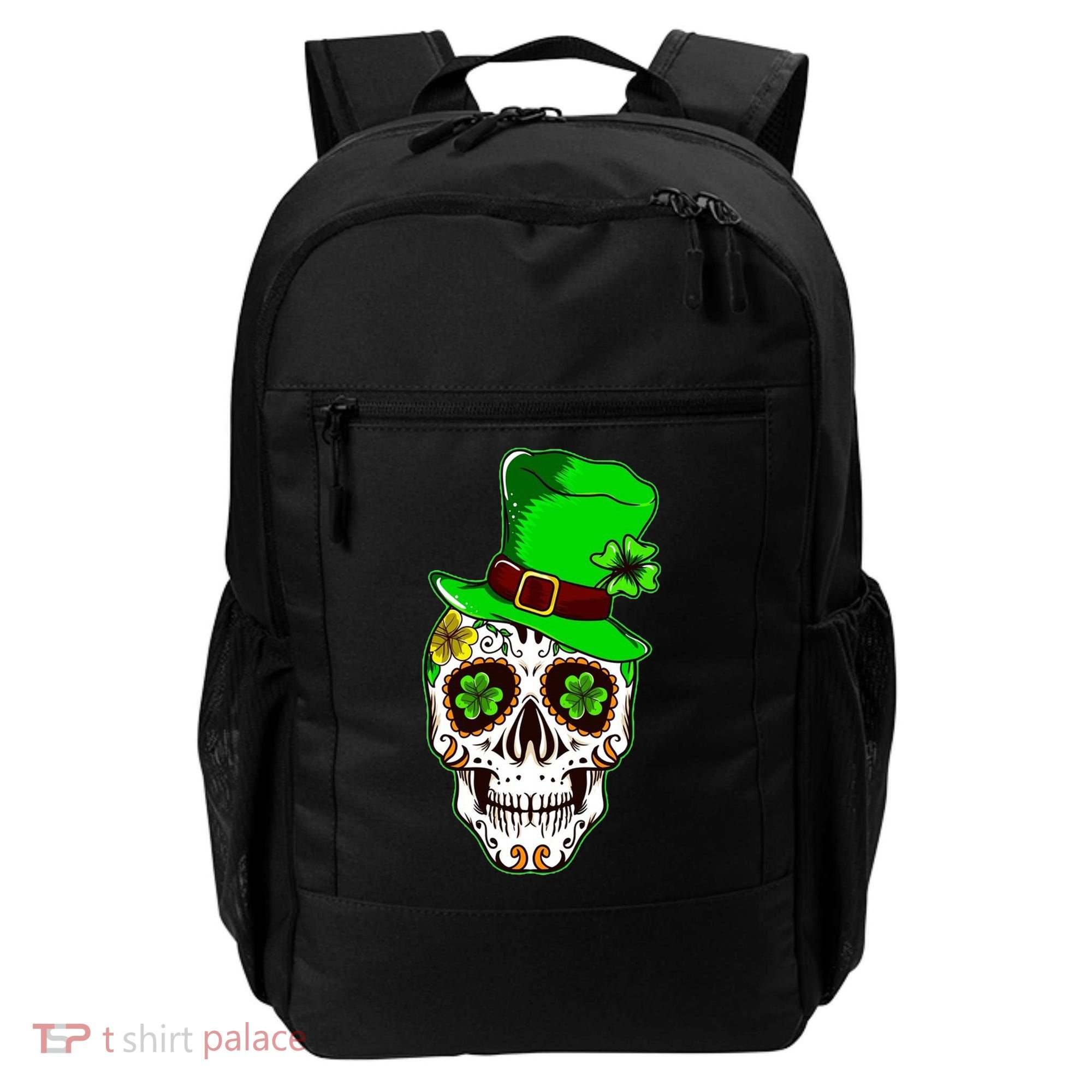 Sugar Irish Clover Skull St Patricks Day Backpack