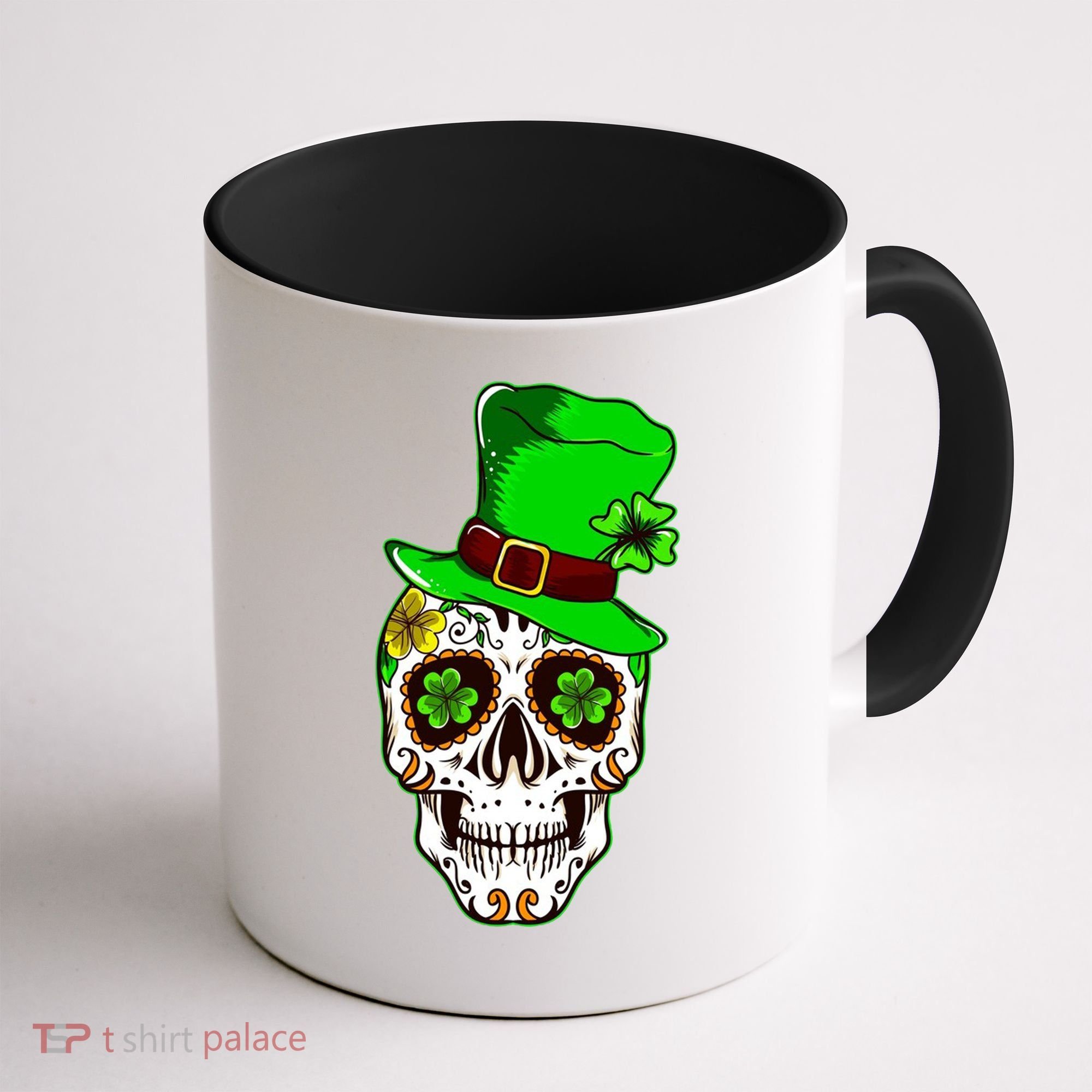 Sugar Irish Clover Skull St Patricks Day Coffee Mug