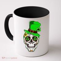 Sugar Irish Clover Skull St Patricks Day Coffee Mug thumb 0