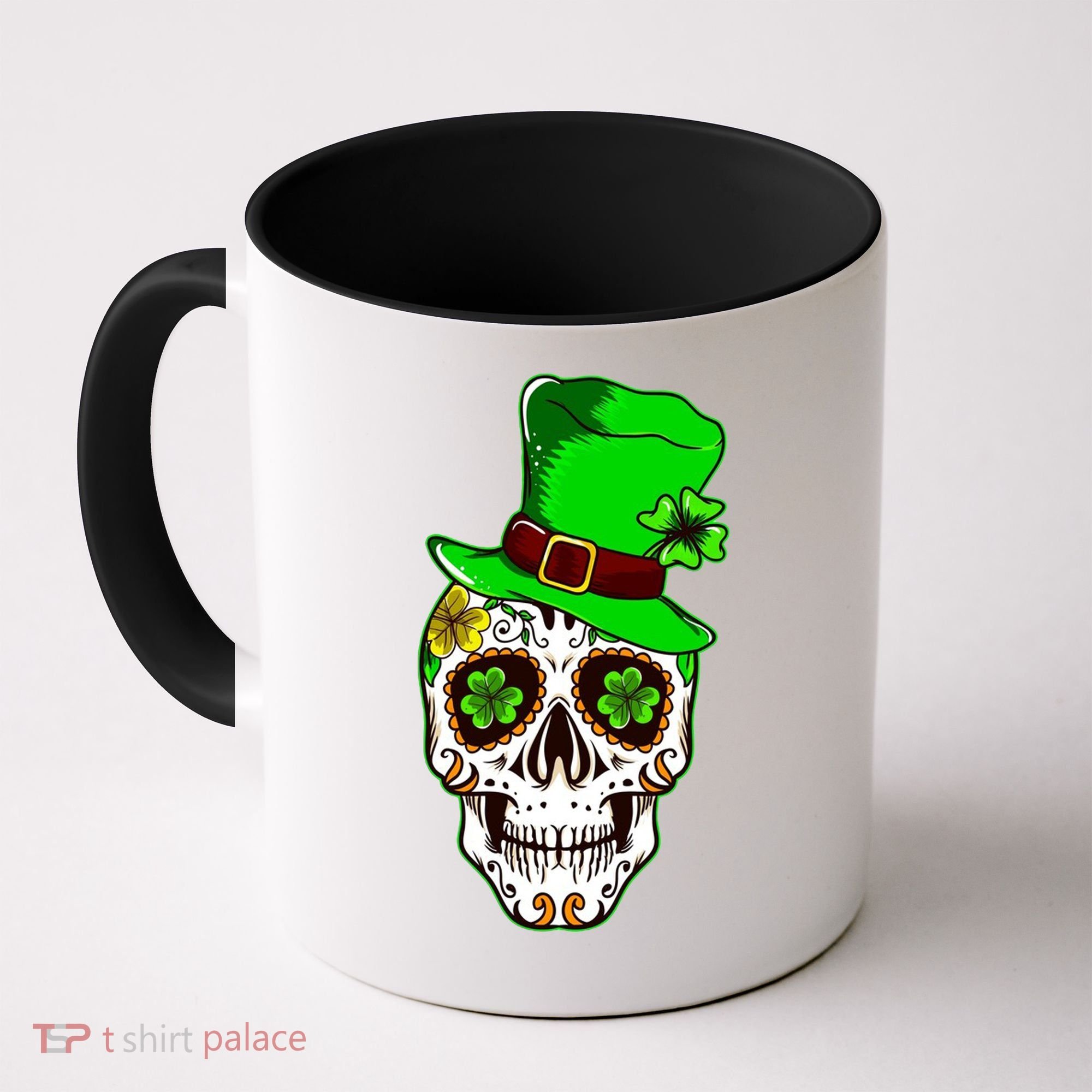 Sugar Irish Clover Skull St Patricks Day Coffee Mug
