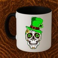 Sugar Irish Clover Skull St Patricks Day Coffee Mug thumb 2