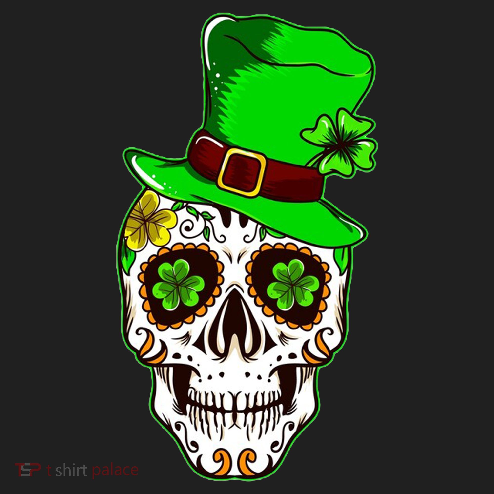 Sugar Irish Clover Skull St Patricks Day Beanie