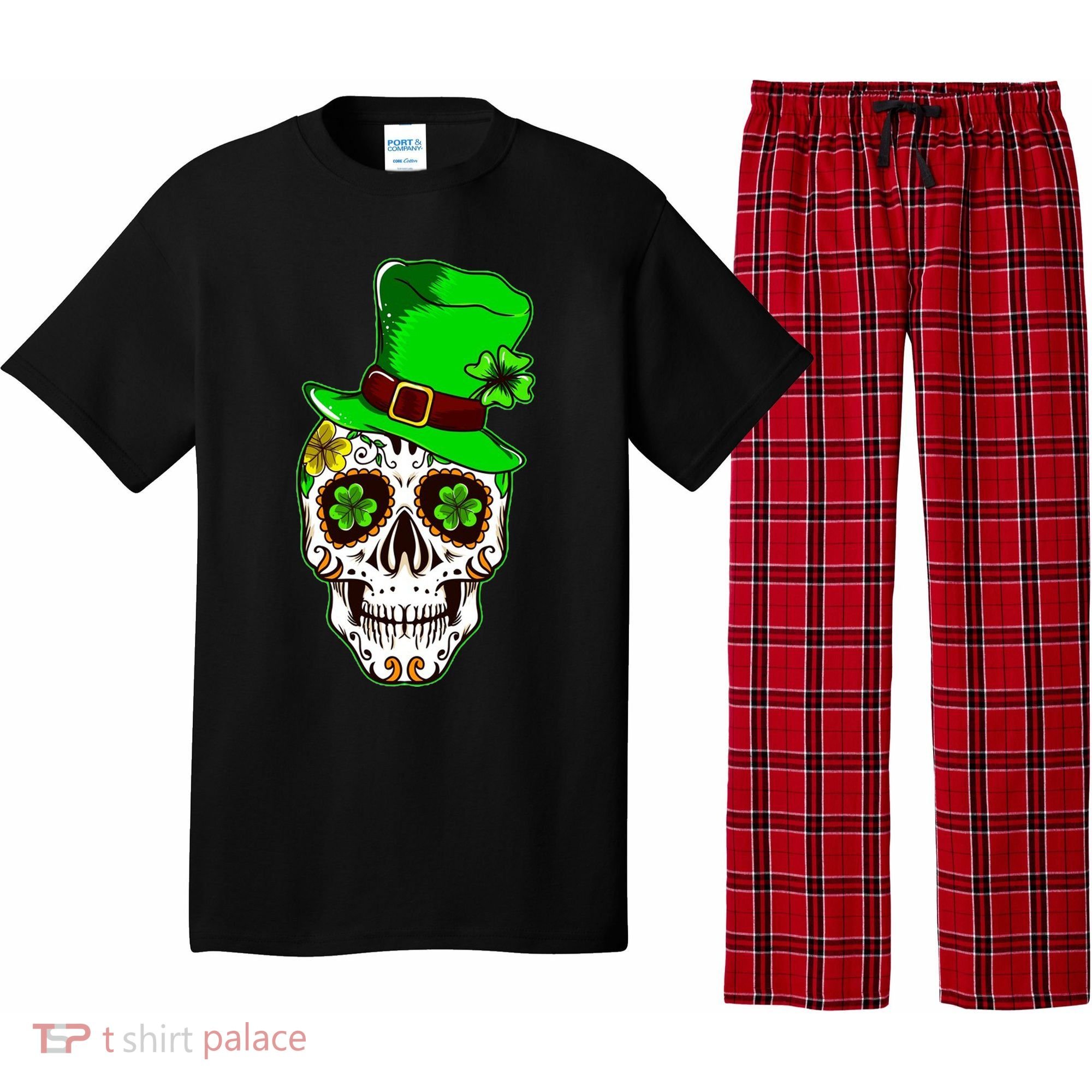 Sugar Irish Clover Skull St Patricks Day Pajama Set