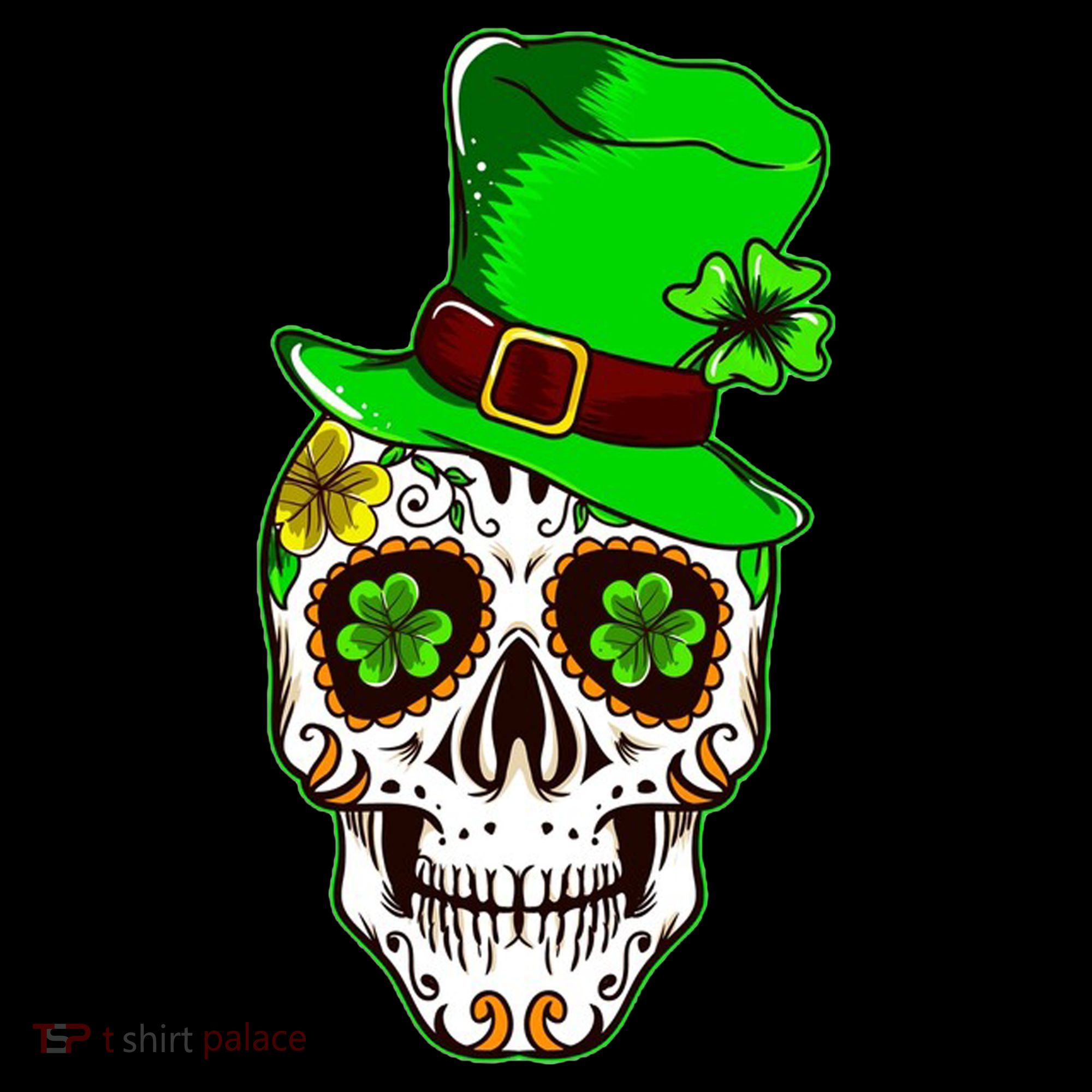 Sugar Irish Clover Skull St Patricks Day Women's Hoodie