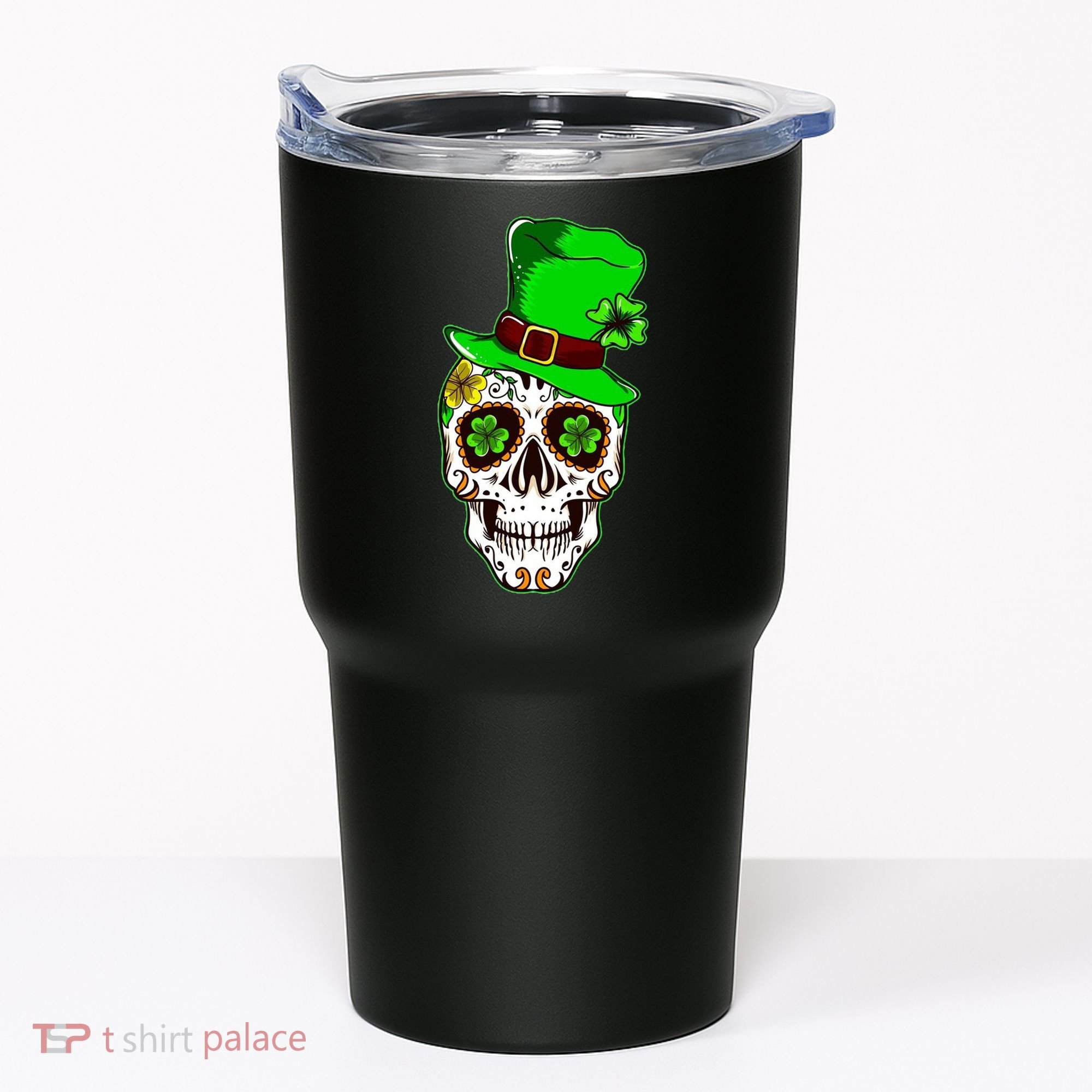 Sugar Irish Clover Skull St Patricks Day Tumbler