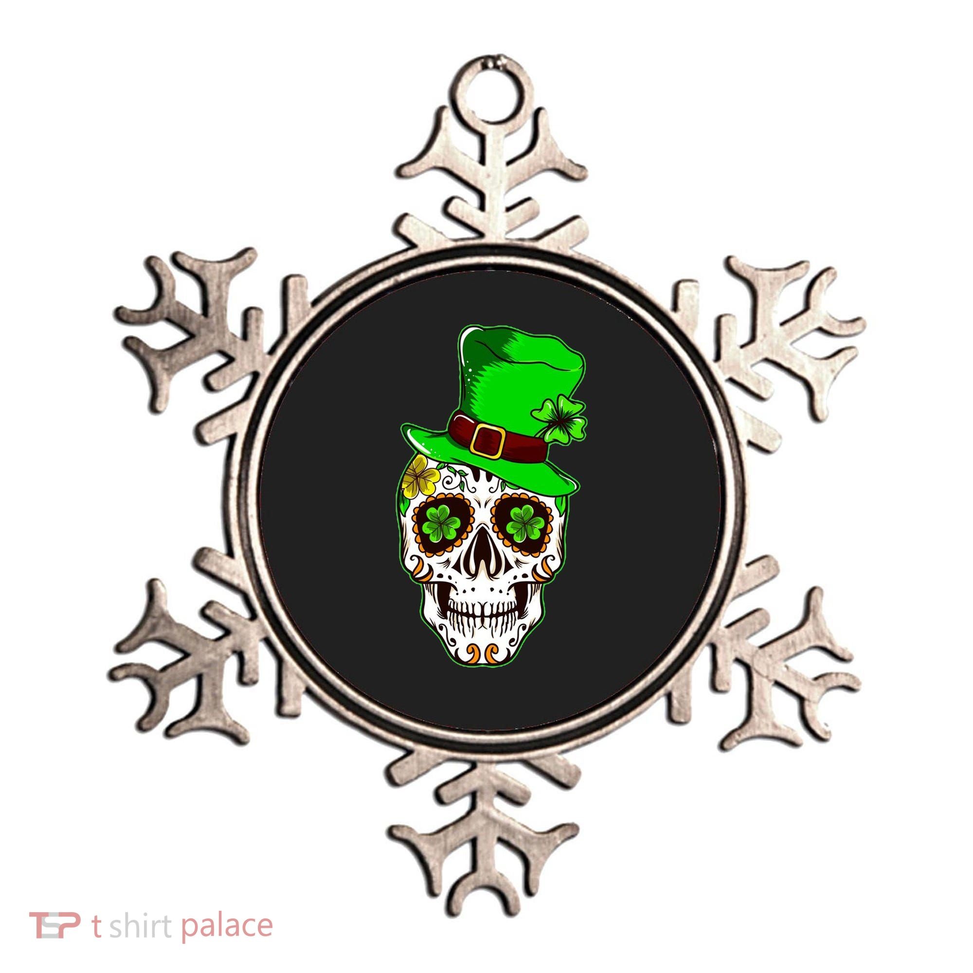 Sugar Irish Clover Skull St Patricks Day Ornament