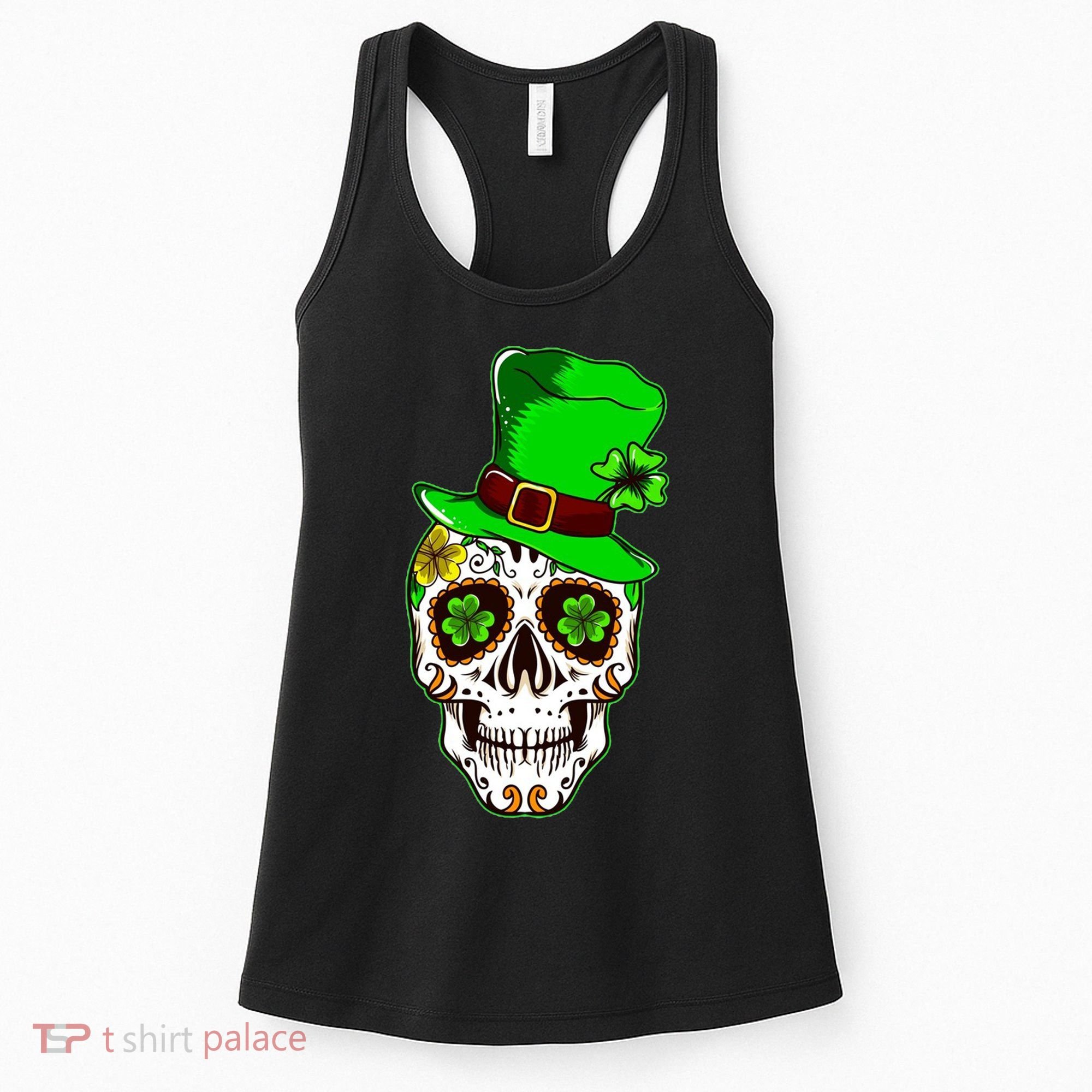 Sugar Irish Clover Skull St Patricks Day Women's Tank Top