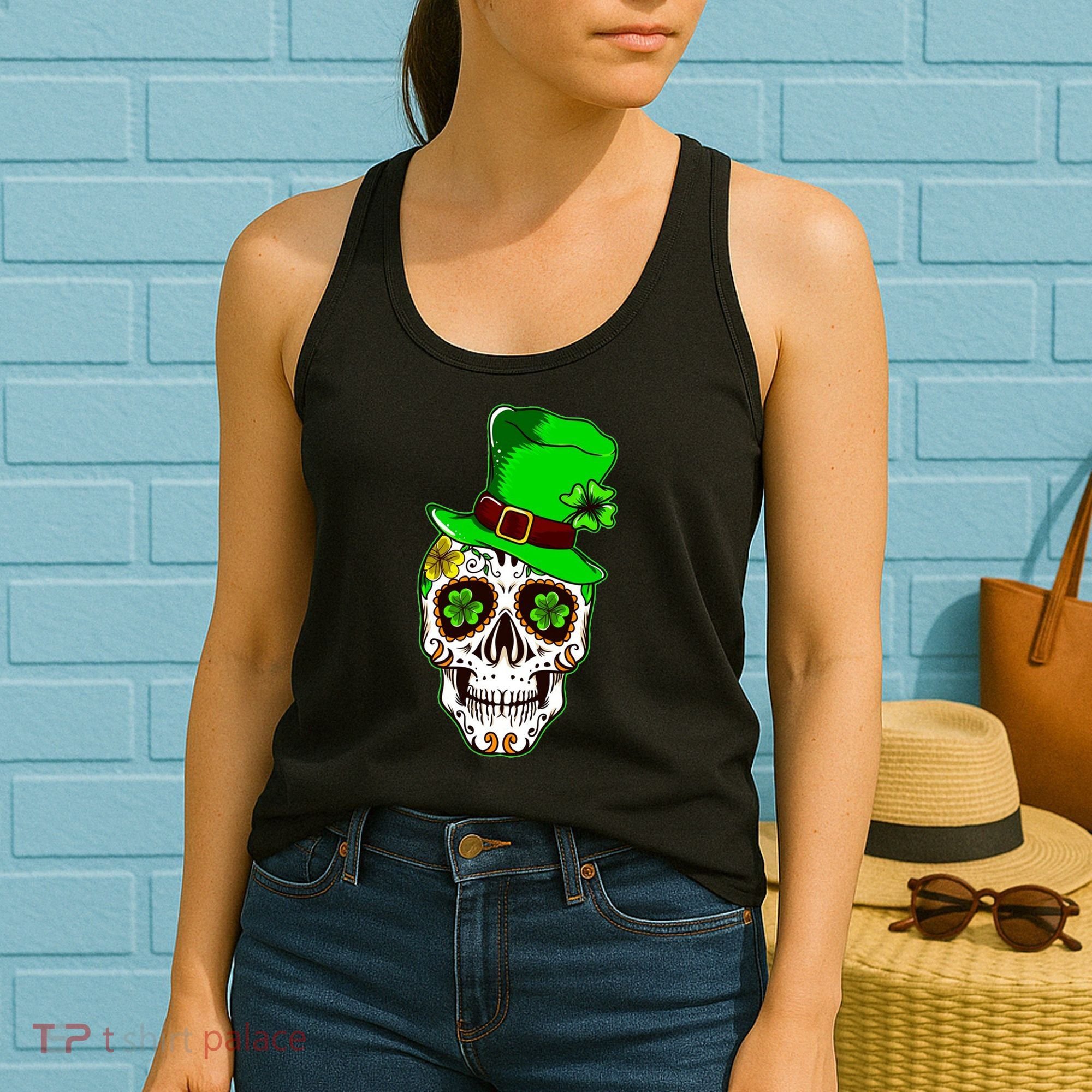 Sugar Irish Clover Skull St Patricks Day Women's Tank Top