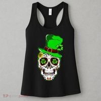 Sugar Irish Clover Skull St Patricks Day Women's Tank Top thumb 3