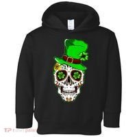Sugar Irish Clover Skull St Patricks Day Toddler Hoodie thumb 0