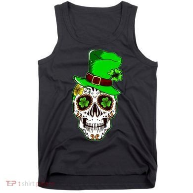 Sugar Irish Clover Skull St Patricks Day Tank Top