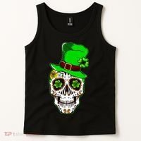 Sugar Irish Clover Skull St Patricks Day Tank Top thumb 2