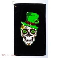 Sugar Irish Clover Skull St Patricks Day Golf Towel thumb 0