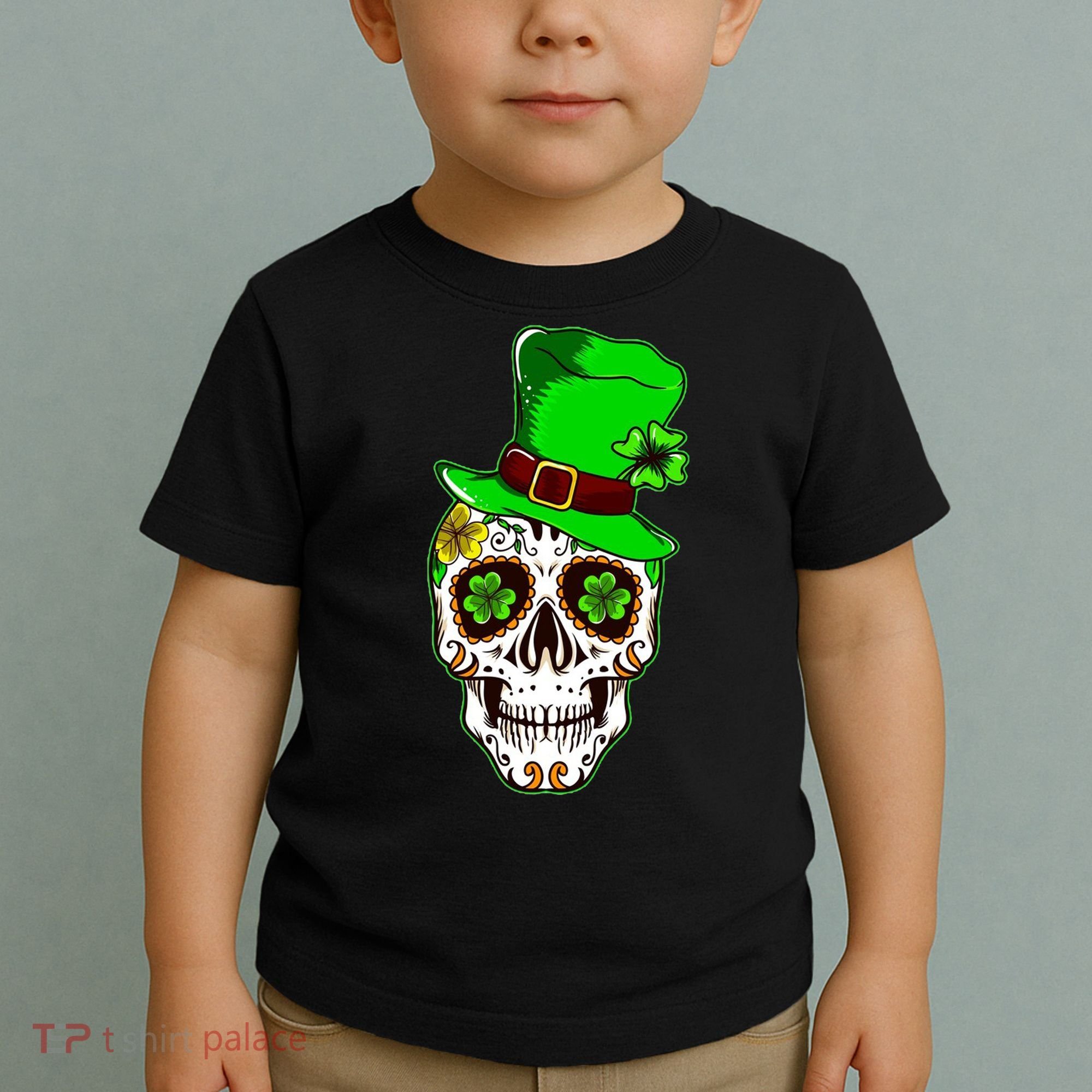 Sugar Irish Clover Skull St Patricks Day Toddler T-Shirt