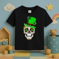 Sugar Irish Clover Skull St Patricks Day Toddler T-Shirt thumb 3