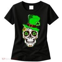 Sugar Irish Clover Skull St Patricks Day Women's T-Shirt thumb 0