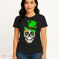 Sugar Irish Clover Skull St Patricks Day Women's T-Shirt thumb 4