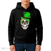 Sugar Irish Clover Skull St Patricks Day Kids Hoodie thumb 4