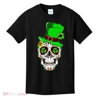 Sugar Irish Clover Skull St Patricks Day Kids T-Shirt thumb 0