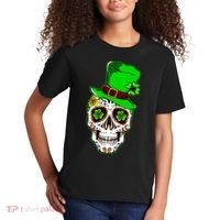 Sugar Irish Clover Skull St Patricks Day Kids T-Shirt thumb 2