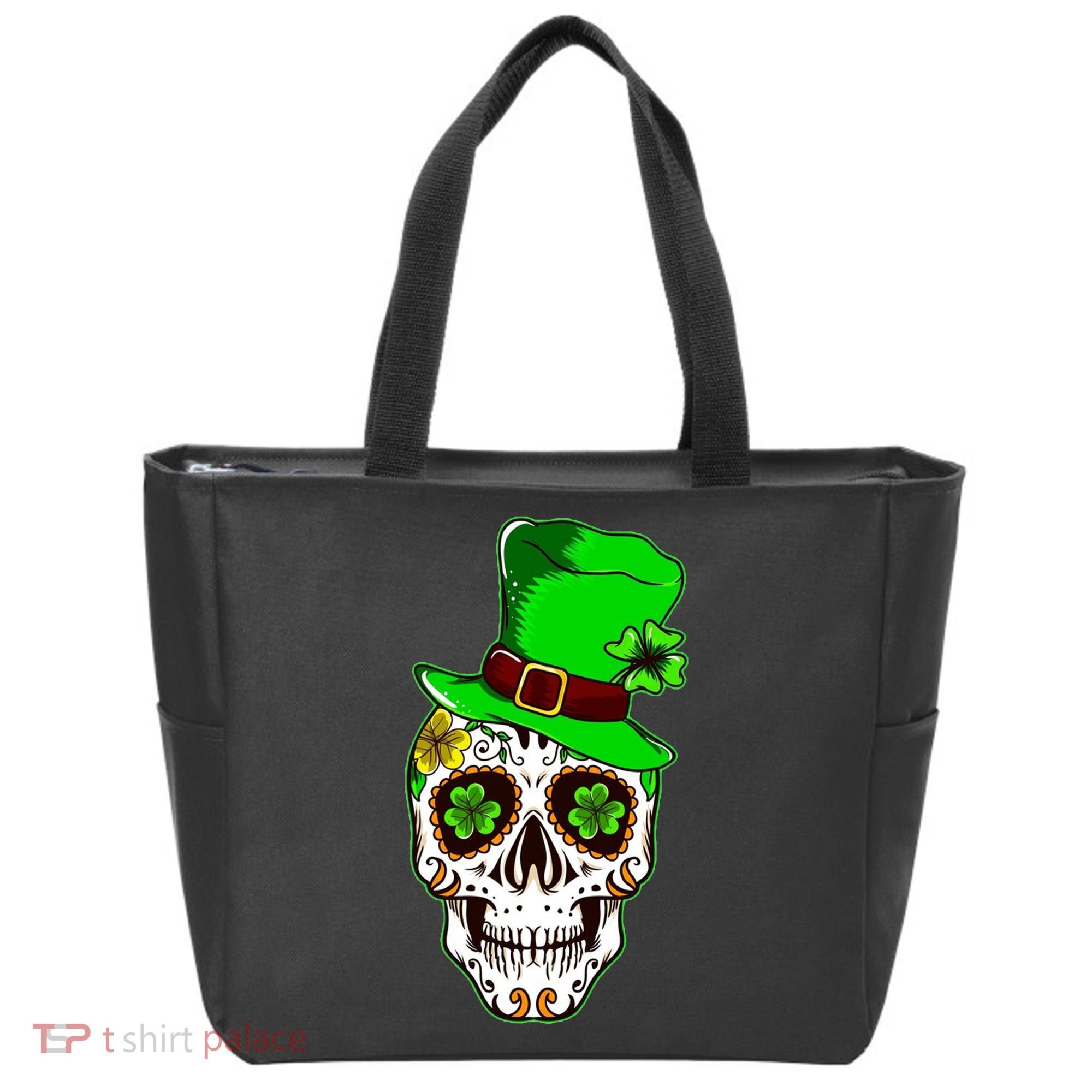 Sugar Irish Clover Skull St Patricks Day Tote Bag