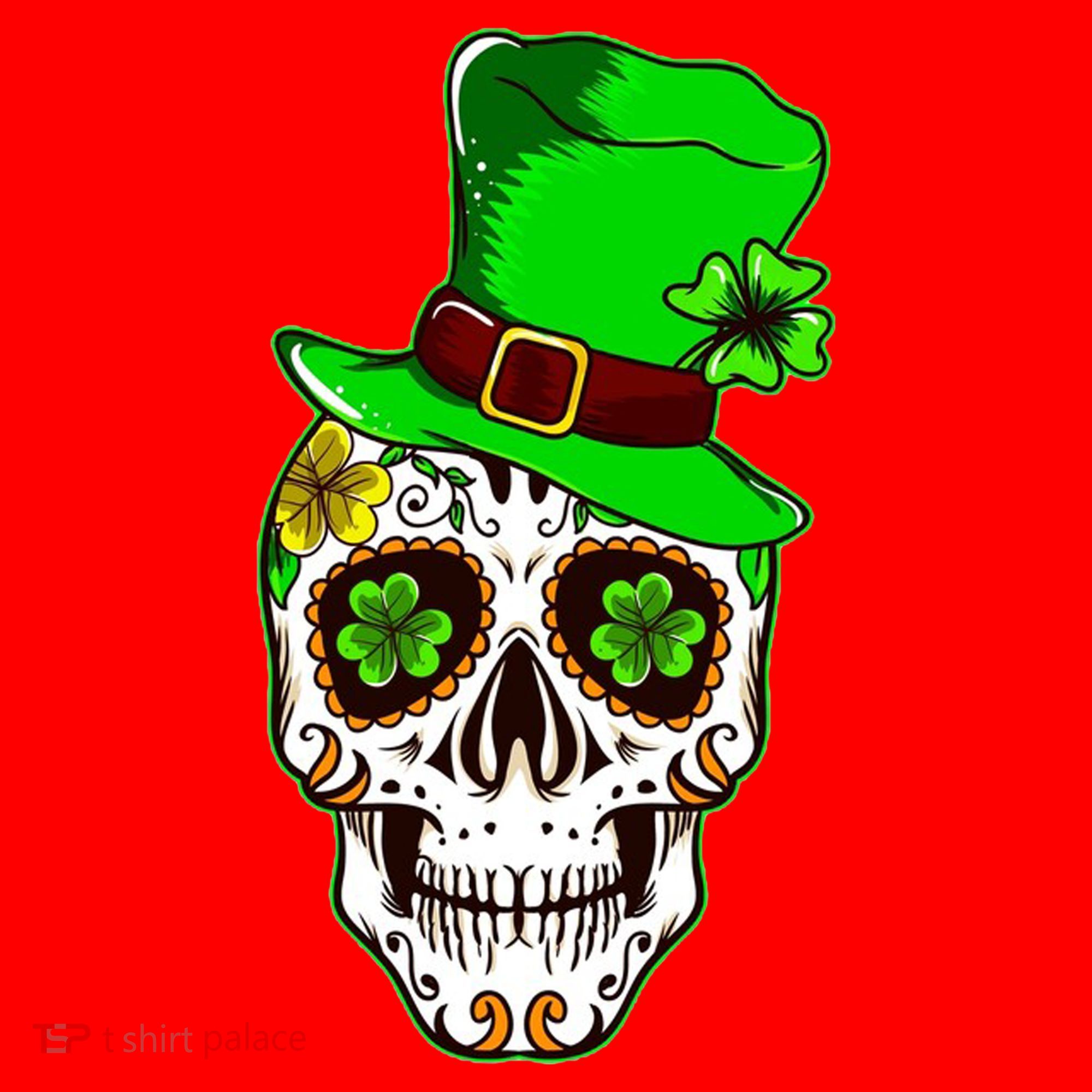Sugar Irish Clover Skull St Patricks Day Santa Hat