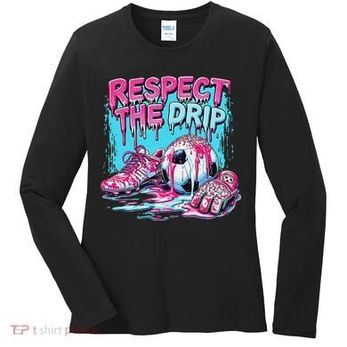 Soccer Ice Cream Sprinkles Theme Respect The Drip Women's Long Sleeve Shirt