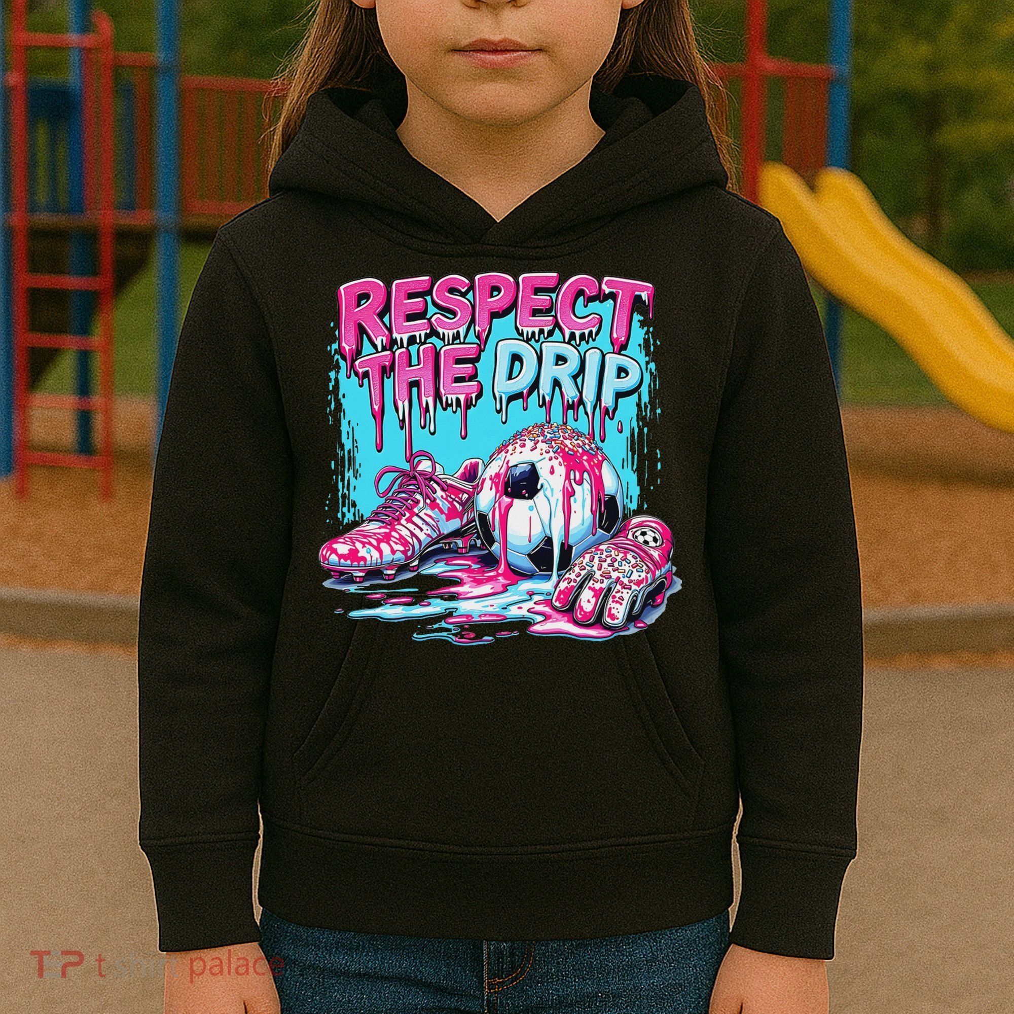 Soccer Ice Cream Sprinkles Theme Respect The Drip Kids Hoodie