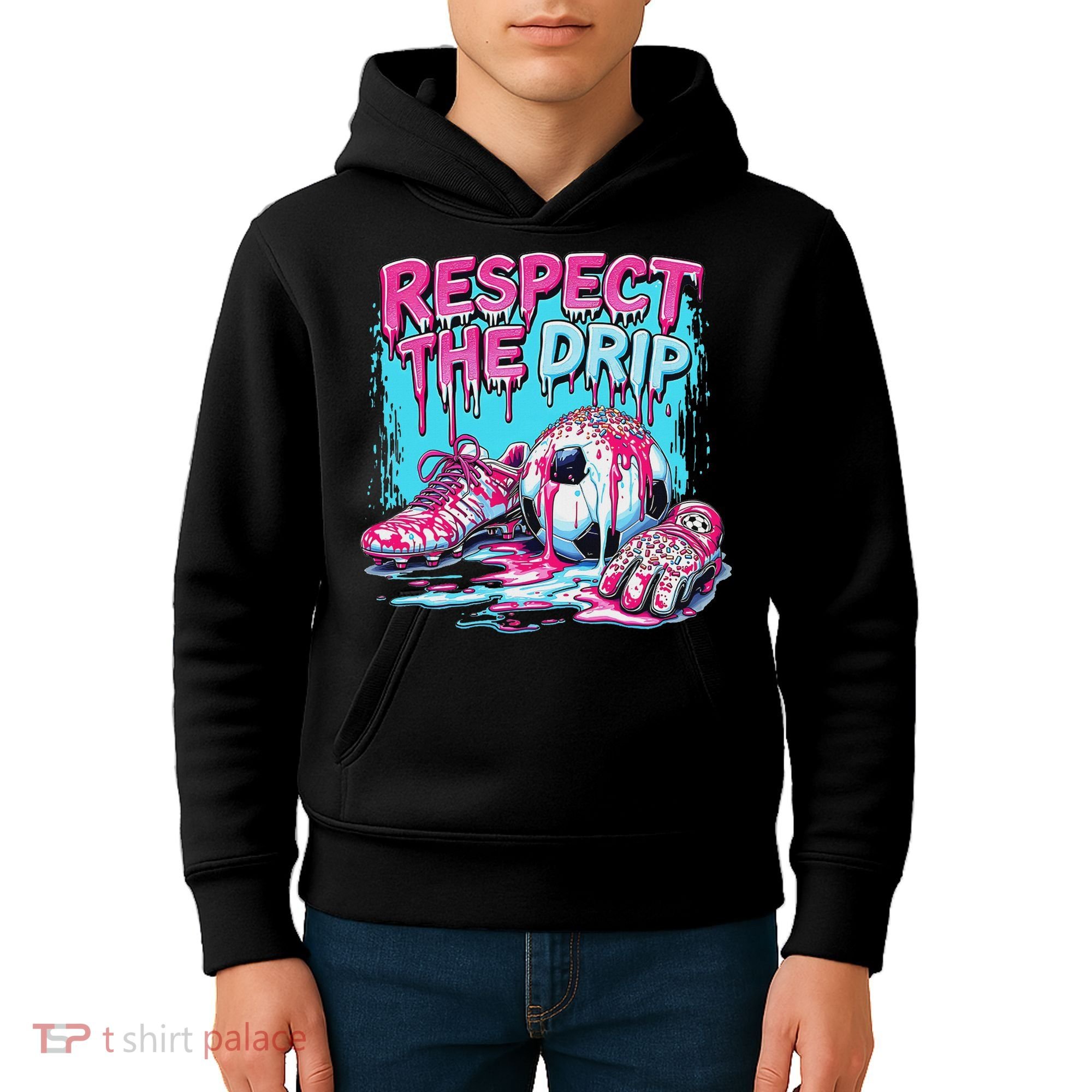 Soccer Ice Cream Sprinkles Theme Respect The Drip Kids Hoodie