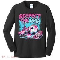 Soccer Ice Cream Sprinkles Theme Respect The Drip Kids Long Sleeve Shirt thumb 0